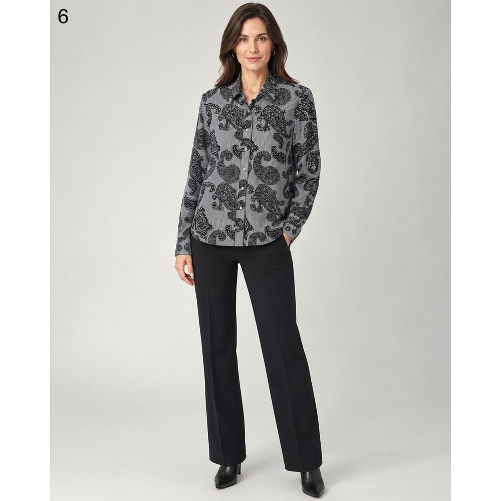 Vintage Brooks & Dunn Pearl Snap Shirt Womens Medium Black Velvet Paisley
